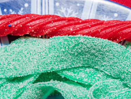 Various candies used for decorating gingerbread house before Christmasのeditorial素材