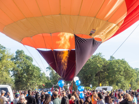 WINDSOR, CA/USA - June 20, 2015: 25th Annual Sonoma County Hot Air Balloon Classic is a yearly event where you can experience balloons up close, watch them launch, and even take tethered rides.のeditorial素材