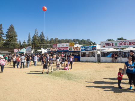 GILROY, CA/USA - July 24-26, 2015: 37th annual Gilroy Garlic Festival is ultimate summer food fair entertaining nearly 100,000 visitors with 50 live concerts, childrenâs activities, arts & crafts, an international cooking competition and extraordinary cのeditorial素材