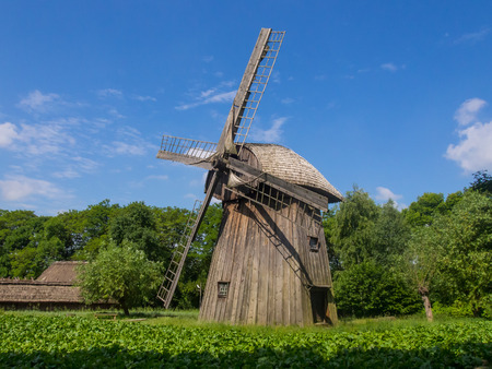 âDutchmanâ, a restored smock windmill from ZygmuntÃ³w near Pilaszkowice, Polandの写真素材