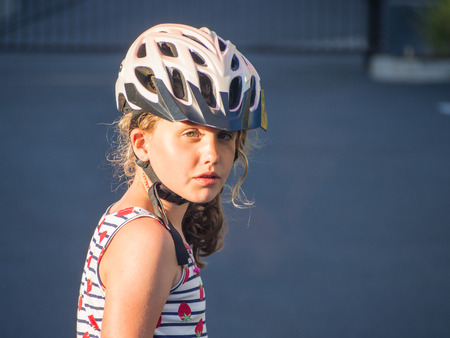 Learning how to skate for a first time.の写真素材