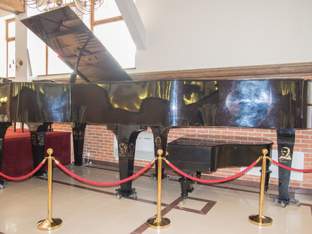 Largest piano in the world still used for concerts in Szymbark, Poland. The instrument, which weighs two tonnes and is over six metres in length.のeditorial素材