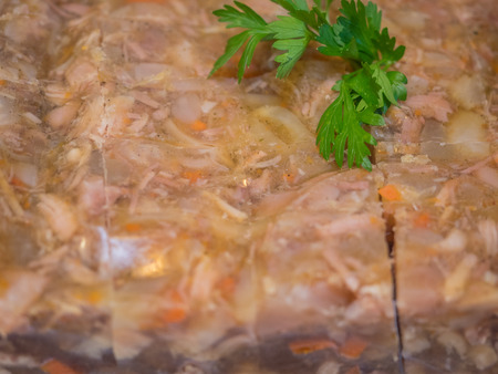 Aspic is a dish in which ingredients are set into a gelatin made from a meat stock or consomme.の写真素材