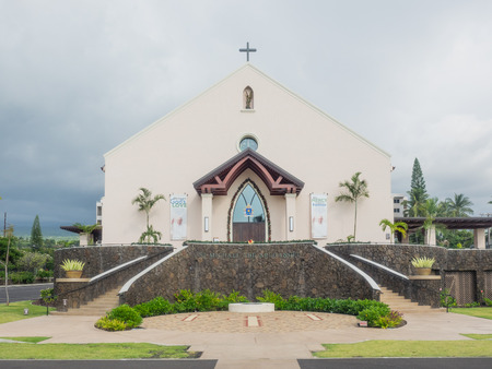 Saint Michael the Archangel Catholic Church is located in Kailua-Kona on the Big Island of Hawaii.の写真素材