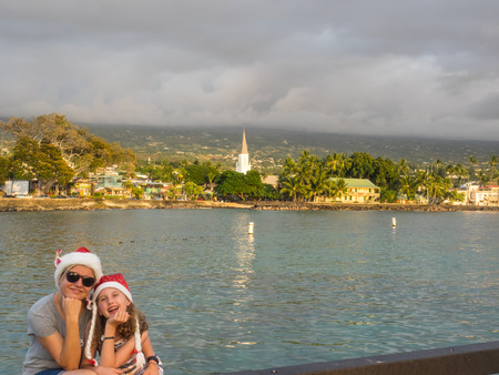 Celebrating Christmas in Kailua-Kona on Hawaii Island.の写真素材