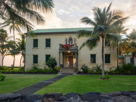 Hulihee Palace is located in historic Kailua-Kona, Hawaii, on Alii Drive. The former vacation home of Hawaiian royalty, it was converted to a museum.のeditorial素材