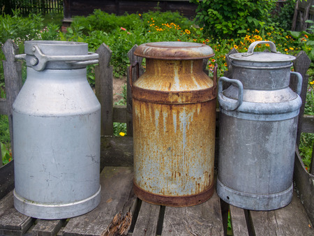 Milk churn is a tall, conical or cylindrical container for the transportation of milk.の写真素材