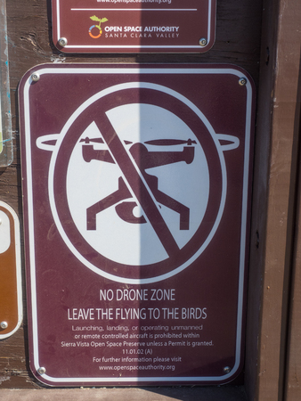 Drone No Fly Zone sign posted in Open Space Preserveのeditorial素材