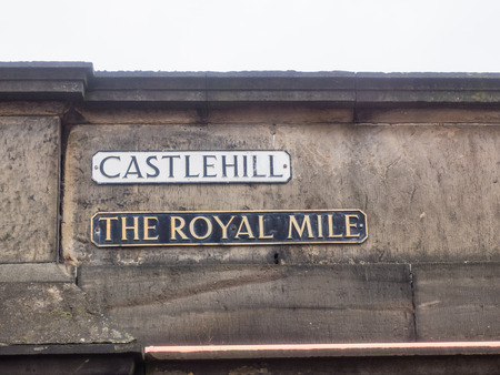 Castlehill is short, steep, narrow thoroughfare forms the summit of Edinburghâs historic highway: the Royal Mile.のeditorial素材