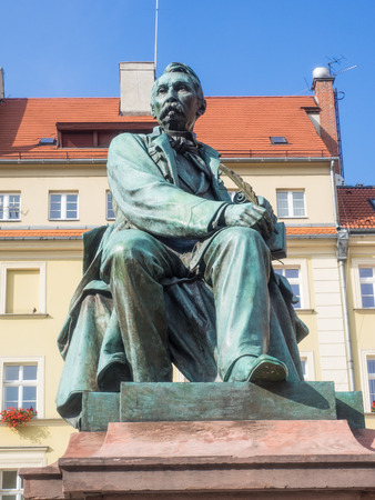 Aleksander Fredro monument located on Wroclaw Market Square.のeditorial素材