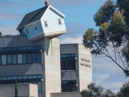 Fallen Star sculpture on a top of Jacobs School of Engineering at the University of California, San Diego.の写真素材
