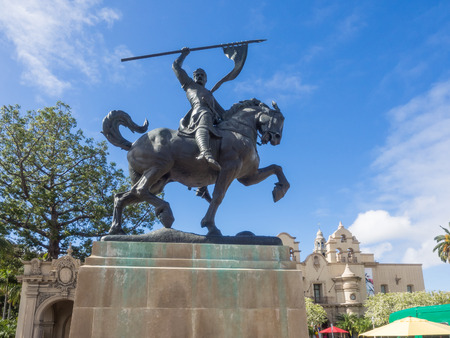 The El Cid sculpture in Balboa Park is an equestrian statue of the medieval hero El Cid Campeador.の写真素材