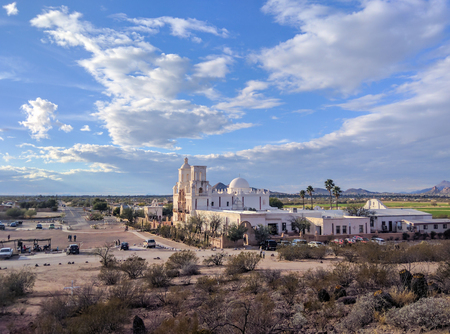 Mission San Xavier del Bac is a historic Spanish Catholic mission located about 10 miles (16 km) south of downtown Tucson, Arizona, on the Tohono O'odham San Xavier Indian Reservation.のeditorial素材