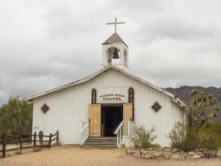Old Tucson is a movie studio and theme park just west of Tucson, Arizona, adjacent to the Tucson Mountains and close to the western portion of Saguaro National Parkの写真素材
