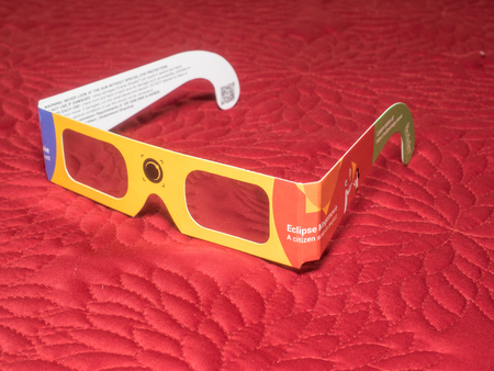 Filters for direct viewing of the Sun are typically sold in the form of wearable eclipse glasses.のeditorial素材
