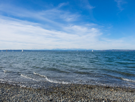 Golden Gardens Park is a public park in Ballard, a neighborhood in Seattle, Washington. The park includes wetlands, beaches, hiking trails, and picnic and playground areas.の写真素材