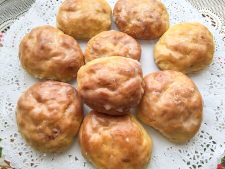 Paczki are filled doughnuts that are typical for Polish cuisine.の写真素材