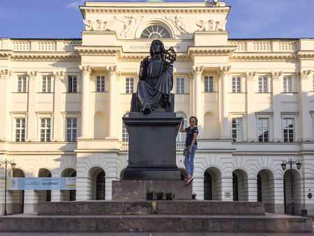 Nicolaus Copernicus Monument in Warsaw is one of the Polish capital's notable landmarks. It stands before the Staszic Palace, the seat of the Polish Academy of Sciences.のeditorial素材
