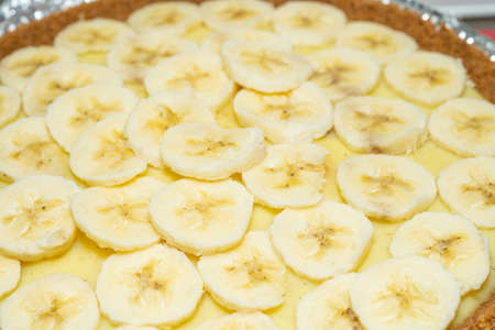 Banana Cream Pie might be the easiest of all the cream pie varieties and it's so amazing.の写真素材