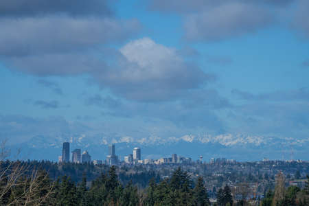 Seattle skyline view on sunny winter day.