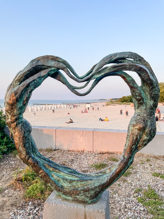 Enjoying stroll on seaside promenade in Kolobrzeg, Polandの写真素材