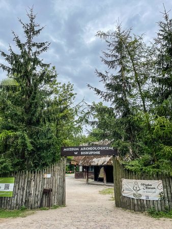 Archaeological open air museum Biskupin is an archaeological site and a life-size model of an Iron Age fortified settlement in north-central (Wielkopolska) Poland (Kuyavian-Pomeranian Voivodeship).のeditorial素材