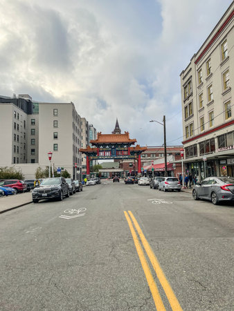 ChinatownâInternational District of Seattle, Washington is the center of Seattle's Asian American community.の写真素材