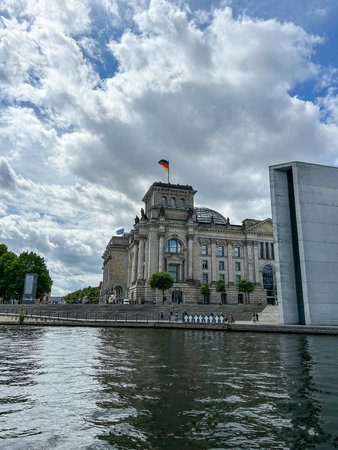 Marie-Elisabeth-Luders-Haus, one of the official buildings of the complex, housing the parliamentary library.のeditorial素材