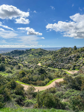 Griffith Observatory is an observatory in Los Angeles, California, on the south-facing slope of Mount Hollywood in Griffith Park.の写真素材