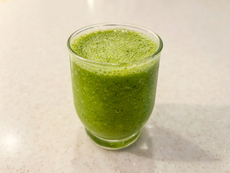 Easy green banana spinach smoothie is a simple, nourishing, protein-packed way to start the day, and ready in just 5 minutesの写真素材