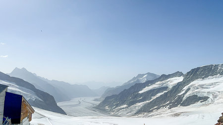Breathtaking view of the Aletsch Glacier from Jungfraujoch, Switzerland. A majestic landscape of ice...