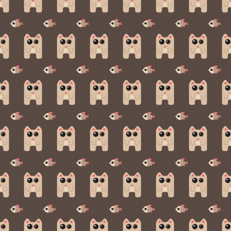 seamless picture with cute cats and fishのイラスト素材