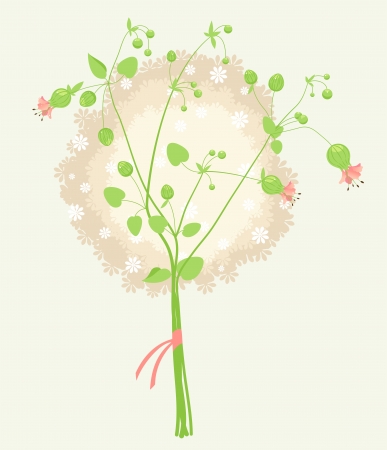  lovely bouquet tied with a pink ribbonのイラスト素材