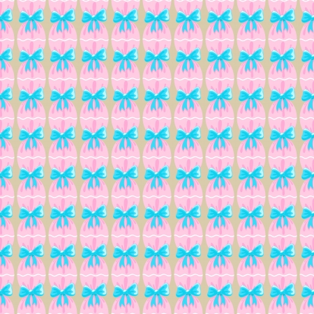 seamless pattern with the pink curtains tied with blue ribbonsのイラスト素材