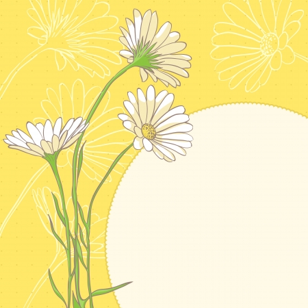  cute camomiles on yellow backgroundのイラスト素材