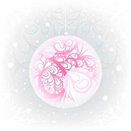 beautiful pink Christmas toy on a silver backgroundのイラスト素材