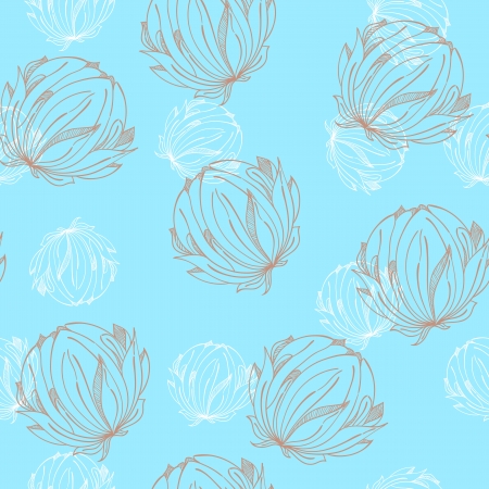 seamless blue pattern with white and beige flowers のイラスト素材