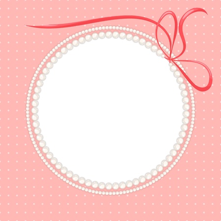 beautiful frame with pearl necklacesのイラスト素材