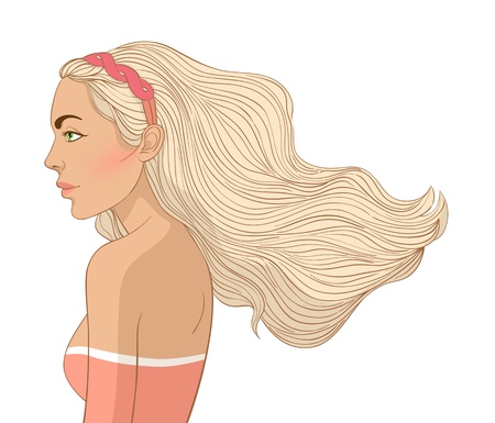 beautiful young woman with long blond hairのイラスト素材