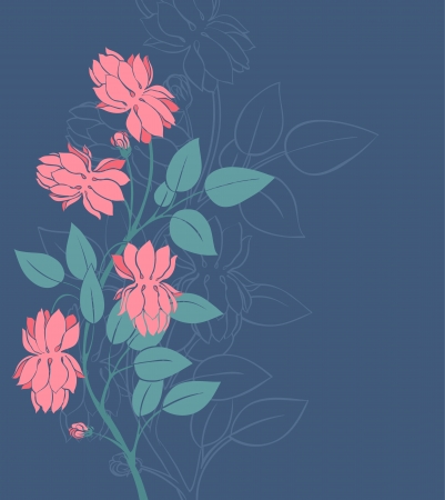 Beautiful pink flowers on a dark blue backgroundのイラスト素材