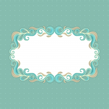 Beautiful floral frame on a turquoise backgroundのイラスト素材