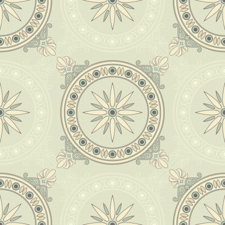 vintage green floral seamless patternのイラスト素材