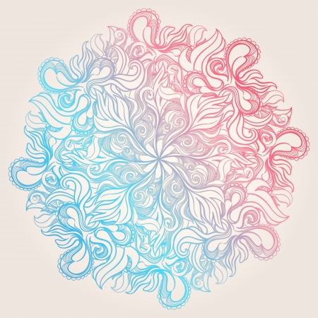 Round foliate color pattern on a beige backgroundのイラスト素材