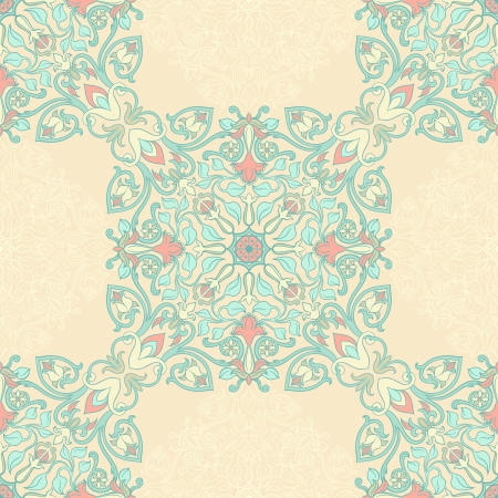 turqoise and pink floral seamless patternのイラスト素材