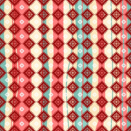 Tribal striped pink and blue patternのイラスト素材
