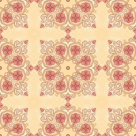 natural abstract retro seamless pattern on the orange backgroundのイラスト素材