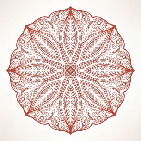 round leaf brown abstract pattern on a beige backgroundのイラスト素材