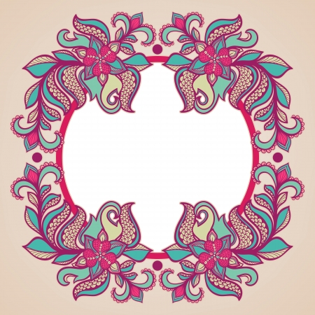 vintage floral frame with purple patternのイラスト素材