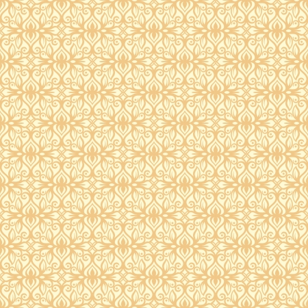 retro yellow seamless pattern with abstract flowers and leavesのイラスト素材