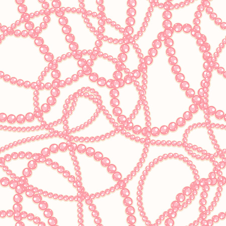 Beautiful seamless background of pink pearl necklacesのイラスト素材